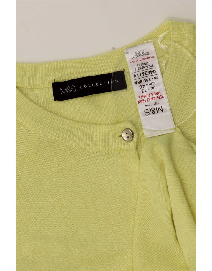 Maglione cardigan da donna Marks & Spencer UK 12 Viscosa giallo medio