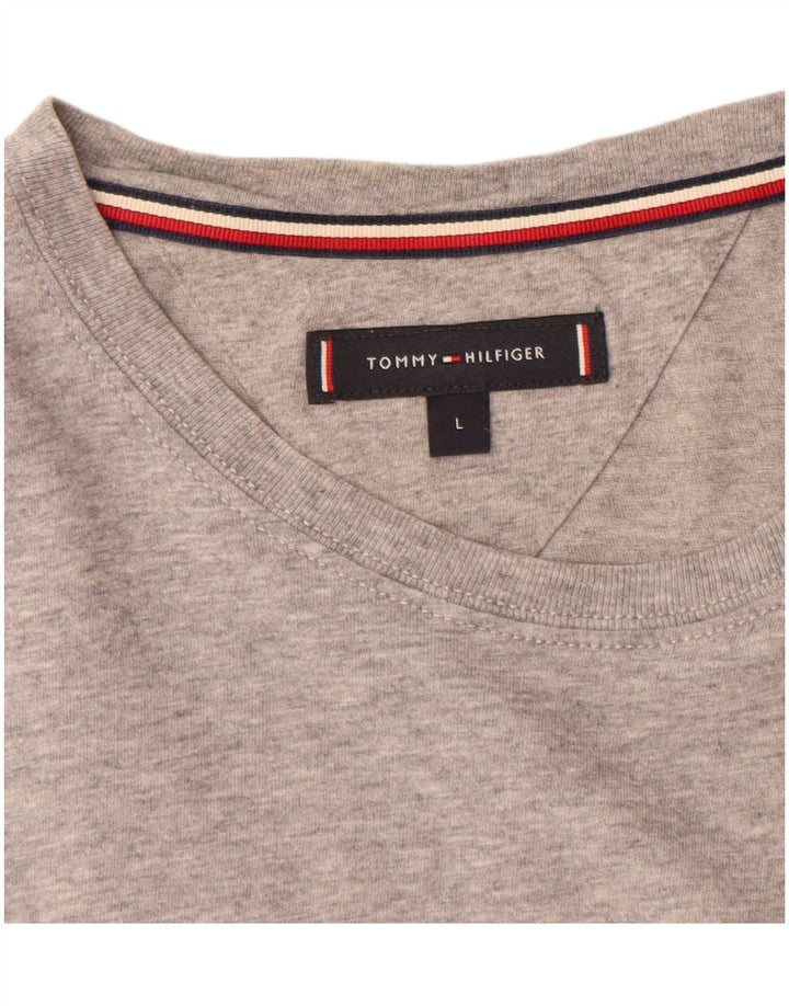 TOMMY HILFIGER T-shirt da uomo Top Large in cotone grigio