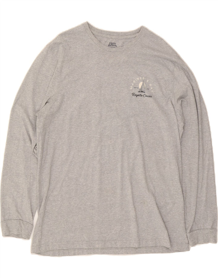 IZOD Mens Relaxed Classics Graphic Top Long Sleeve XL Grey Cotton Vintage Izod and Second-Hand Izod from Messina Hembry 