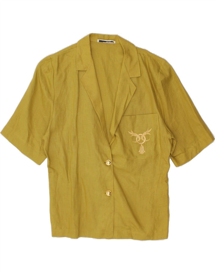VINTAGE Womens Short Sleeve 2 Button Blazer Jacket UK 10 Small Yellow Vintage Vintage and Second-Hand Vintage from Messina Hembry 