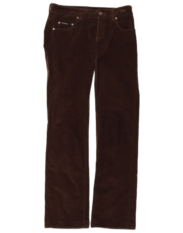 CALVIN KLEIN Pantaloni da donna in velluto a coste bootcut W27 L30 cotone marrone
