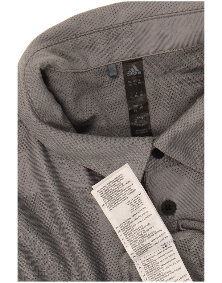 Polo Adidas da uomo vestibilità ampia 2XL poliestere geometrico grigio