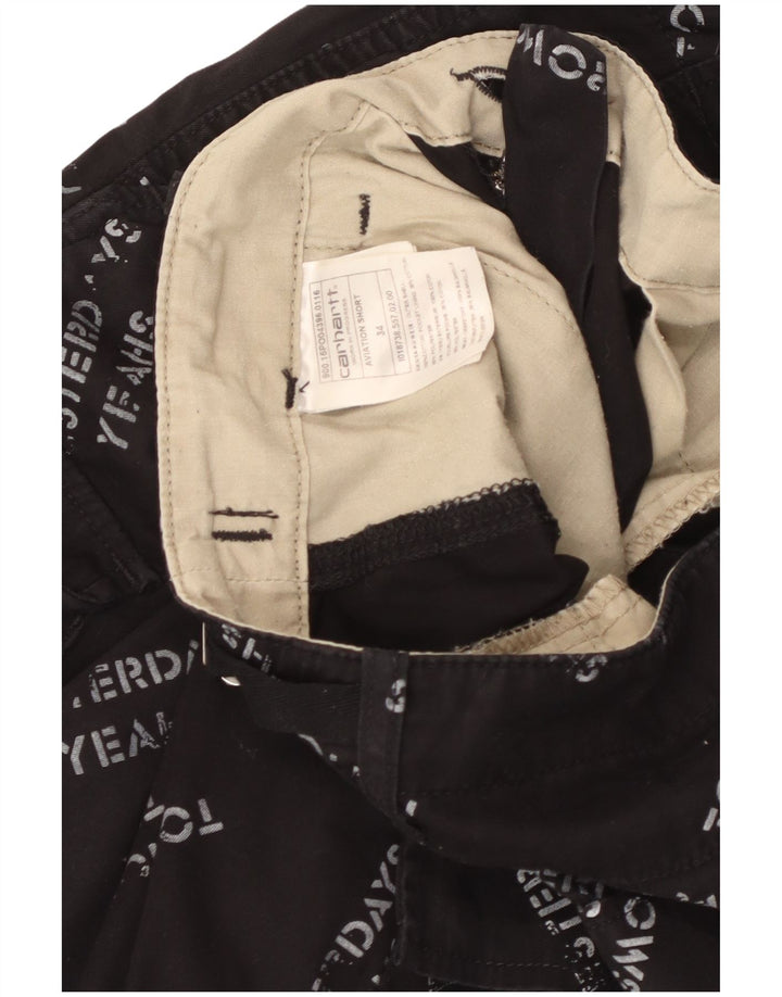 Pantaloncini cargo con grafica da uomo CARHARTT W34 grandi in cotone nero