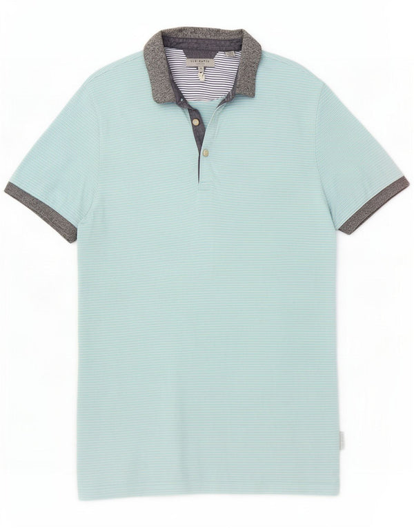 Polo da uomo Ted Baker taglia 3 cotone a righe blu medio