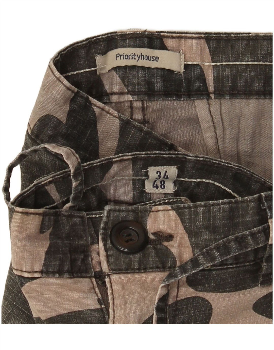 Pantaloncini cargo da uomo VINTAGE W34 grande cotone mimetico kaki