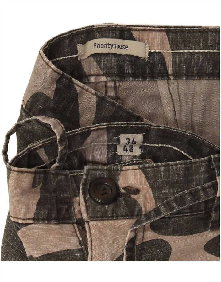 Pantaloncini cargo da uomo VINTAGE W34 grande cotone mimetico kaki