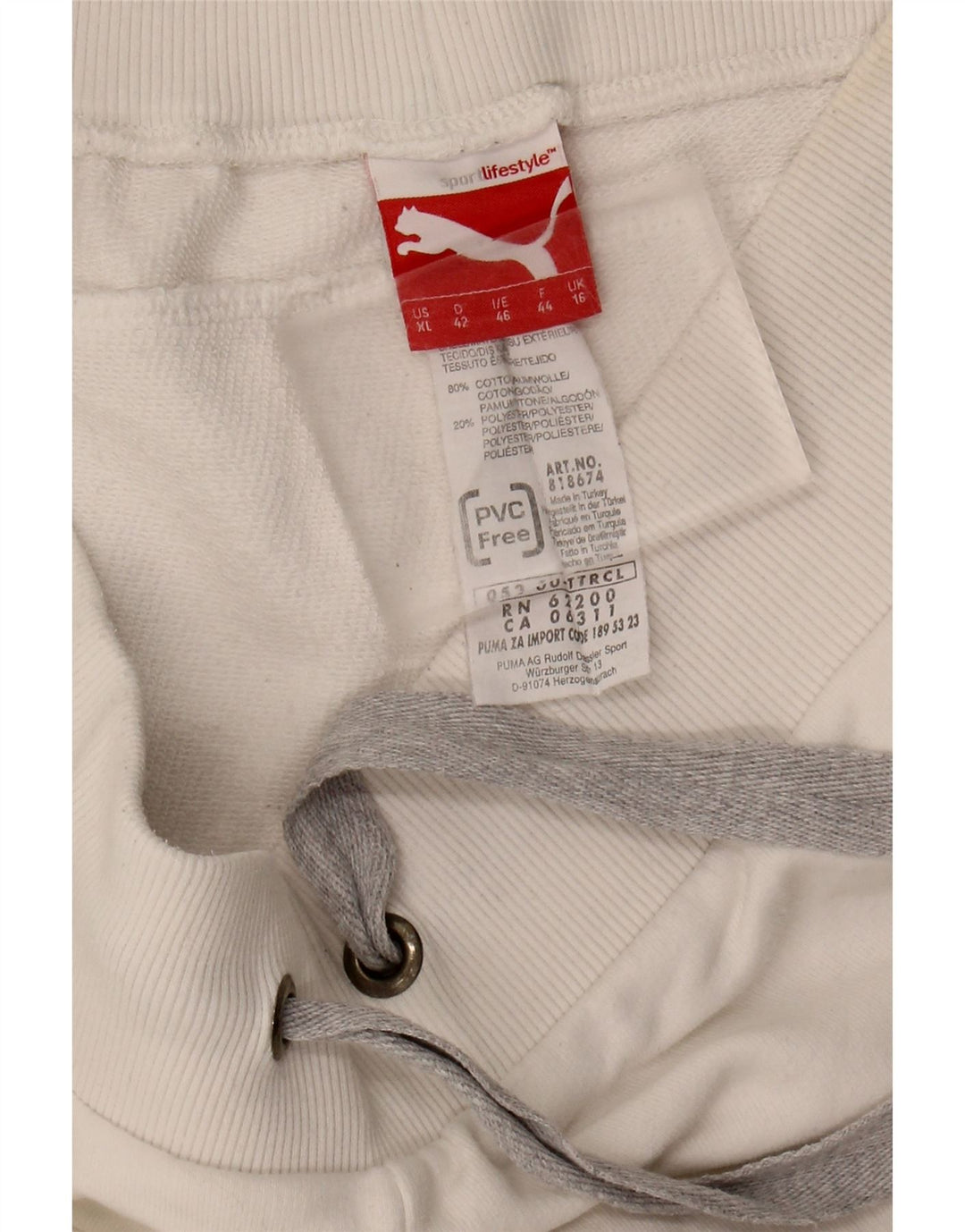PUMA Womens Tracksuit Trousers UK 16 Large White Cotton