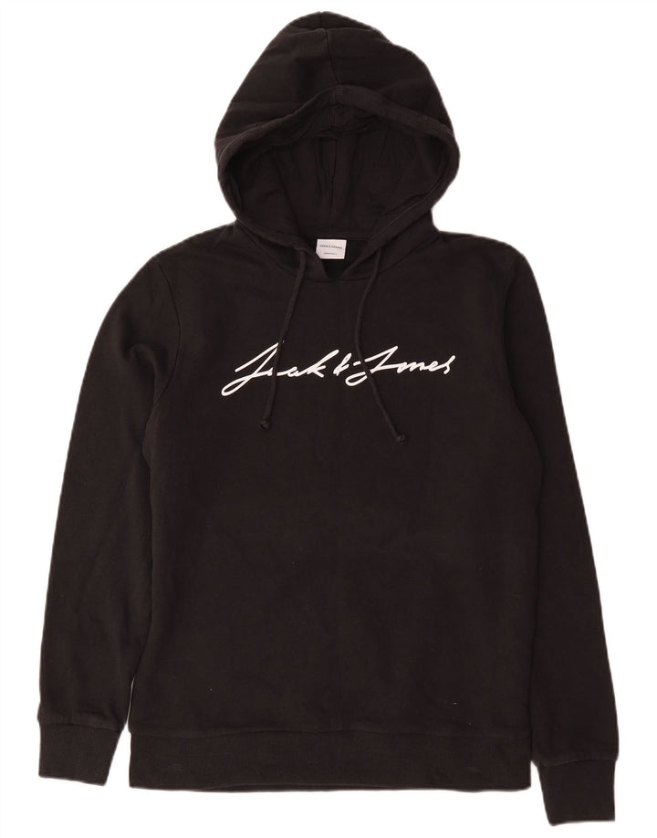 Jack & Jones Felpa con cappuccio grafica da uomo in cotone nero medio