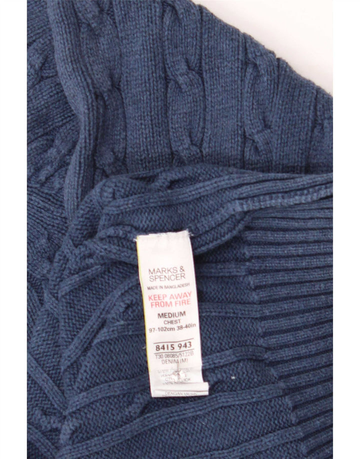 Maglione maglione girocollo da uomo Marks & Spencer blu navy medio