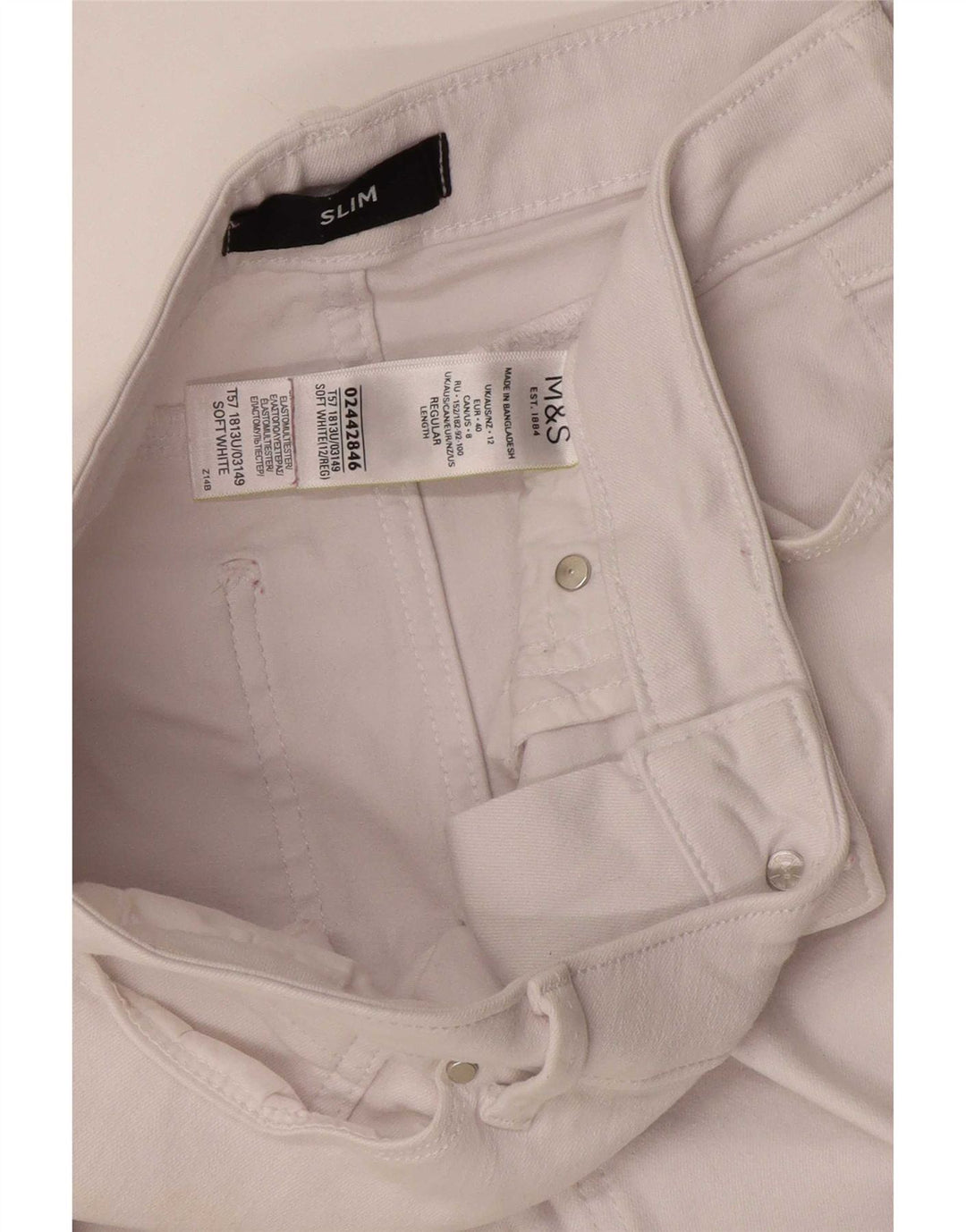 Jeans slim da donna Marks & Spencer UK 12 medio W30 L27 cotone bianco