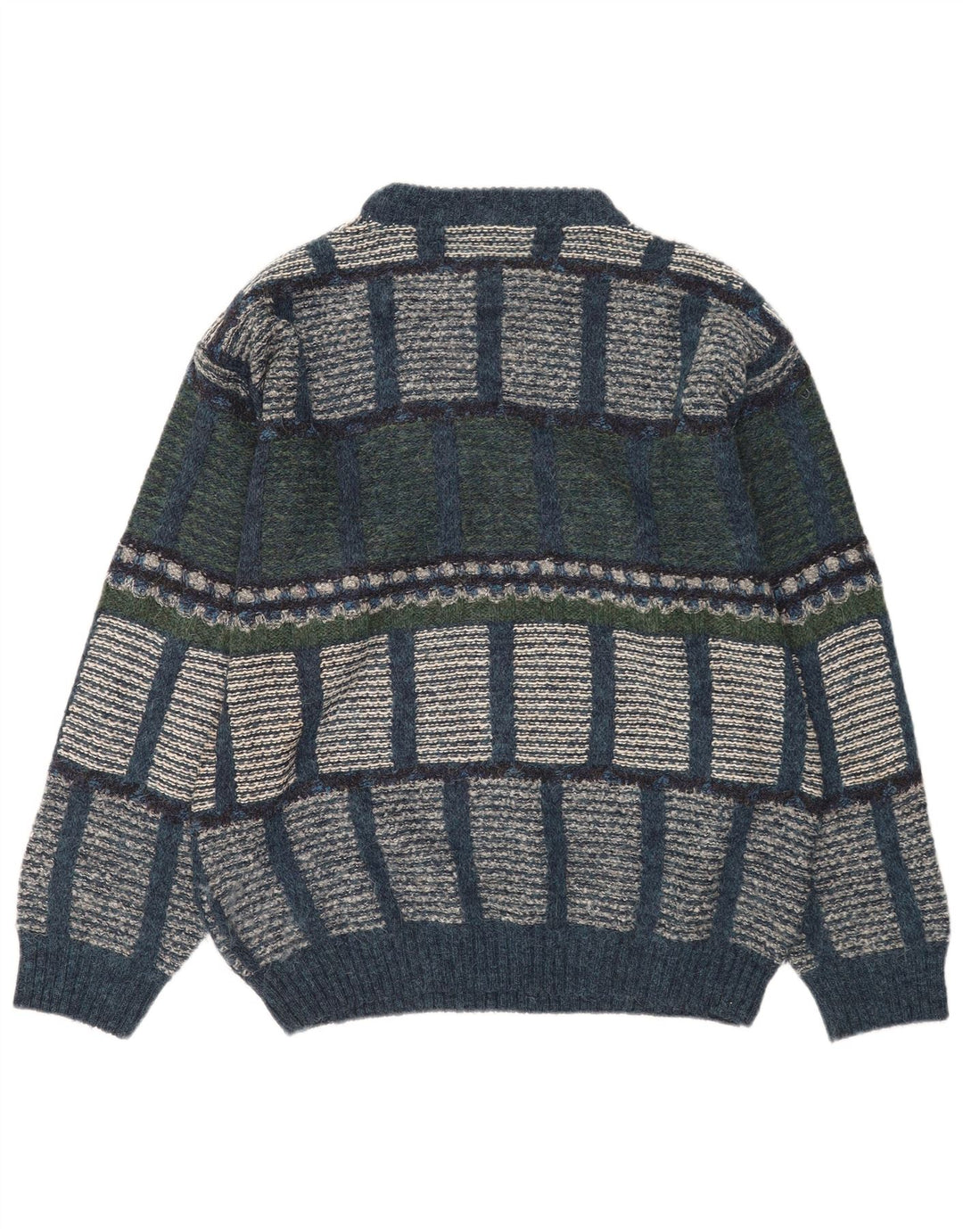 Maglione vintage da uomo girocollo IT 48 medio multicolore geometrico
