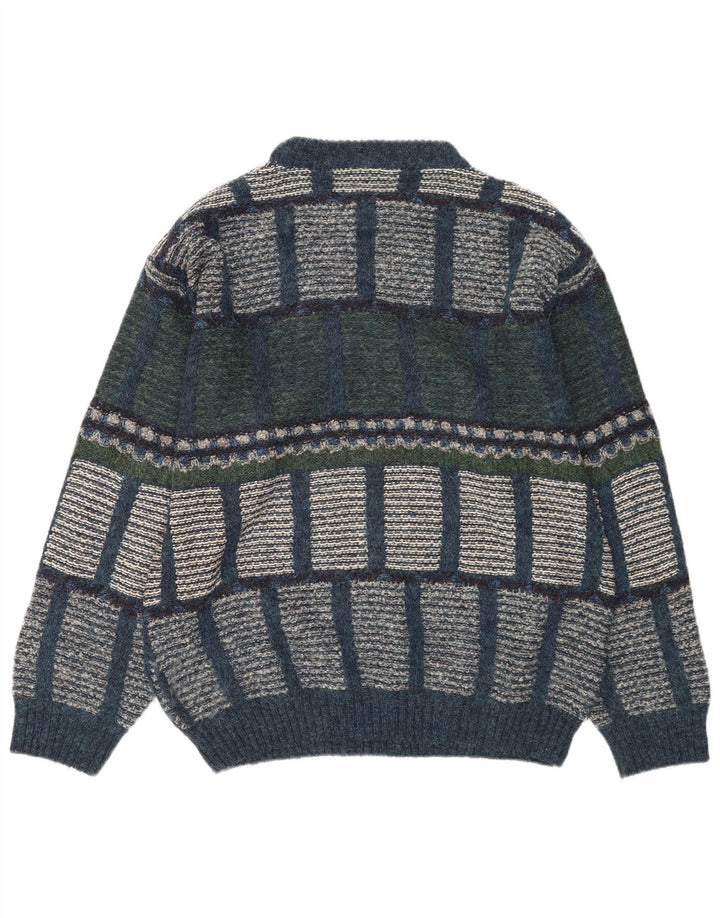 Maglione vintage da uomo girocollo IT 48 medio multicolore geometrico
