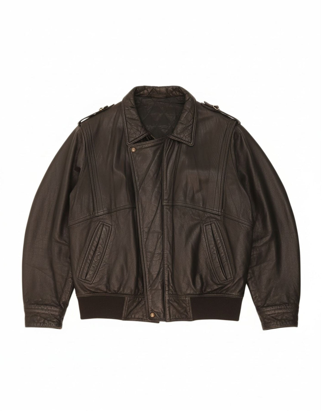 Giacca in pelle da uomo VINTAGE UK 44 2XL Pelle nera