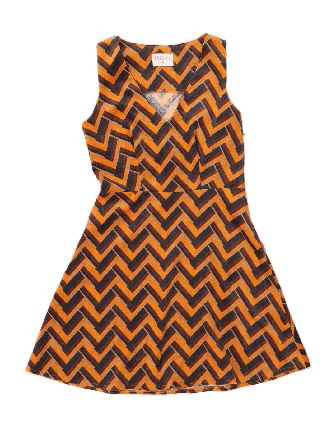 COMPANIA FANTASTICA Womens A-Line Dress UK 10 Small Multicoloured Chevron Vintage Compania Fantastica and Second-Hand Compania Fantastica from Messina Hembry 