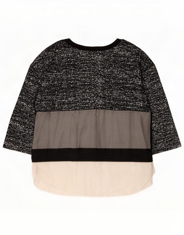 Marella Top da donna manica 3/4 UK 18 XL Nero Colourblock