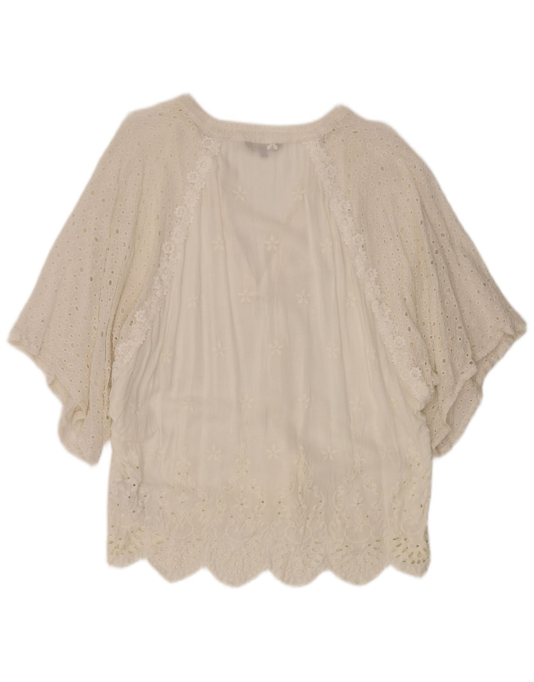 Desigual Donna Tunica a Pipistrello con Maniche a 1/2 Top UK 16 Large Bianco Viscosa