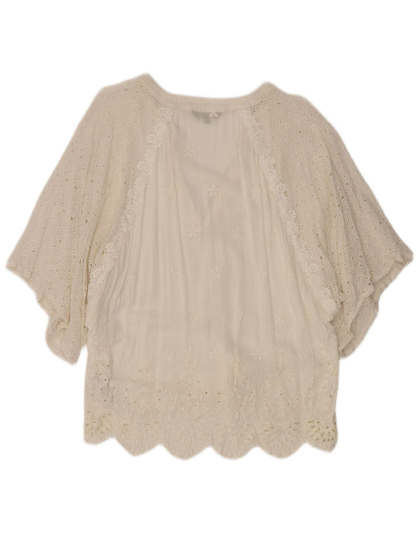 Desigual Donna Tunica a Pipistrello con Maniche a 1/2 Top UK 16 Large Bianco Viscosa