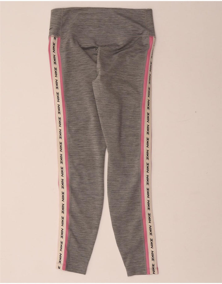 Leggings grafici Nike Dri Fit da donna UK 12 Poliestere screziato grigio medio