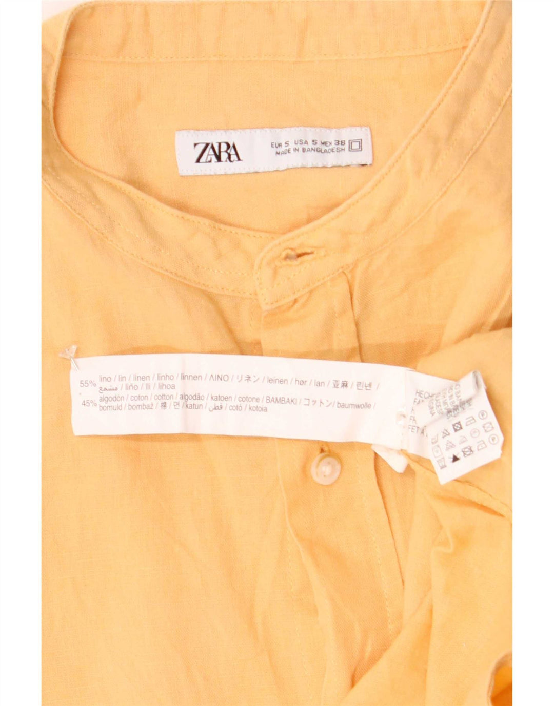 Camicia Zara Uomo Piccola Lino Giallo