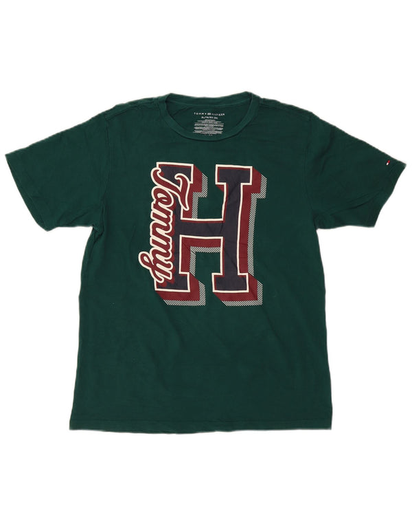 TOMMY HILFIGER Boys Graphic T-Shirt Top 15-16 Years XL Green Cotton