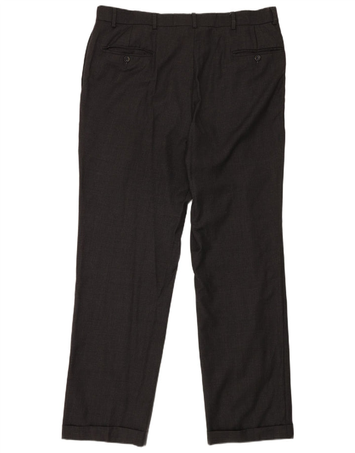 Pantaloni da abito da uomo NAUTICA con pegging W38 L32 lana a quadri grigi