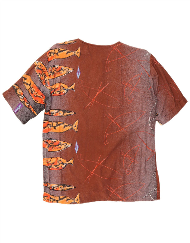 Camicetta a maniche corte con grafica vintage da donna UK 14 grande marrone