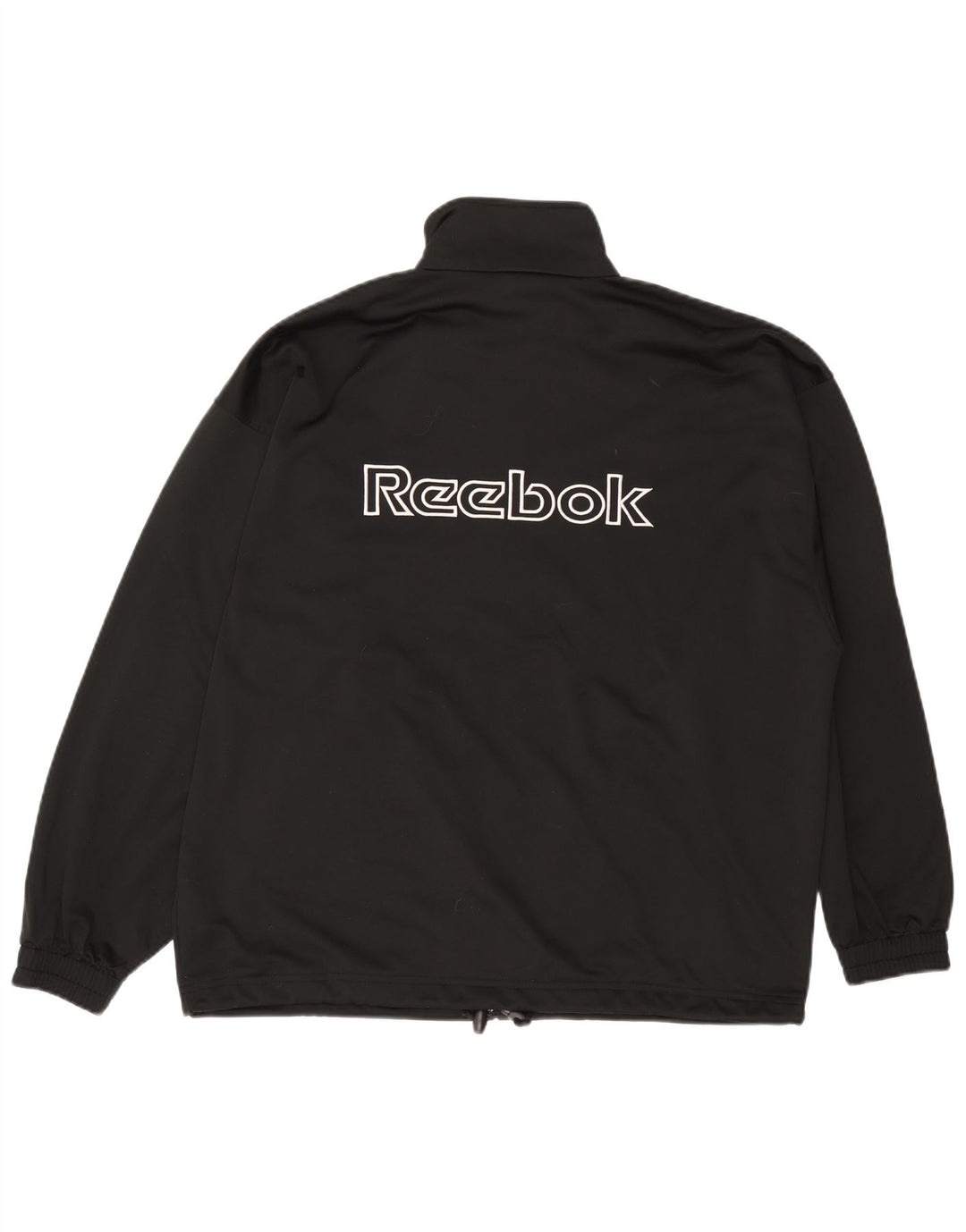 Giacca da ginnastica Reebok da uomo con vestibilità ampia e grafica, piccola, in poliestere nero