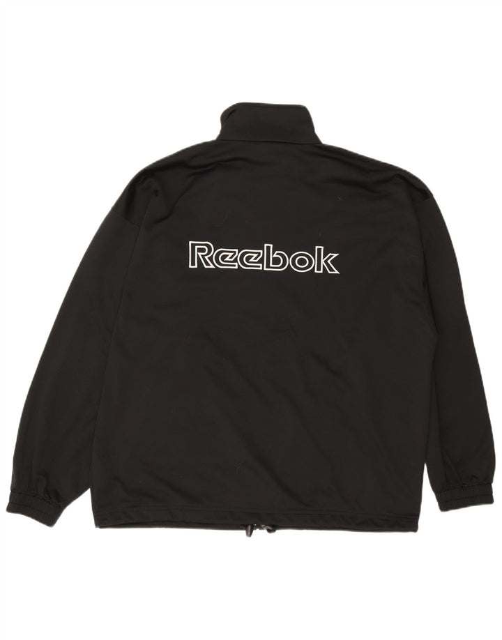 Giacca da ginnastica Reebok da uomo con vestibilità ampia e grafica, piccola, in poliestere nero