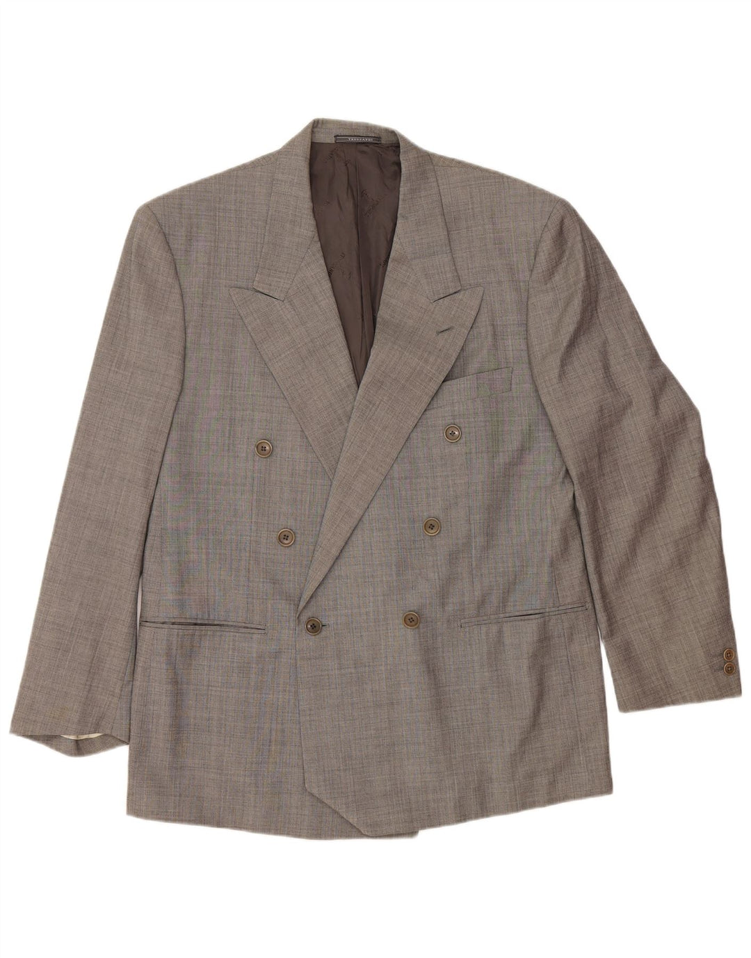 Giacca Blazer Doppiopetto Uomo TRUSSARDI IT 52 XL Grigio Lana Vergine