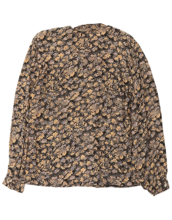 Camicetta camicia vintage da donna UK 18 XL Grigio floreale