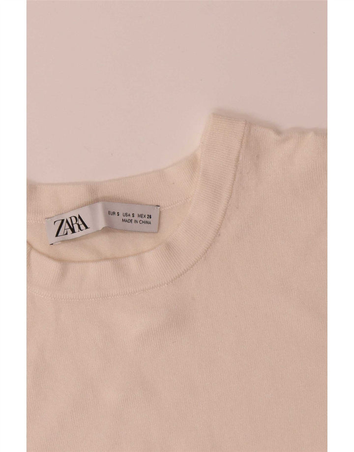 Maglione maglione girocollo da donna Zara UK 10 piccolo bianco