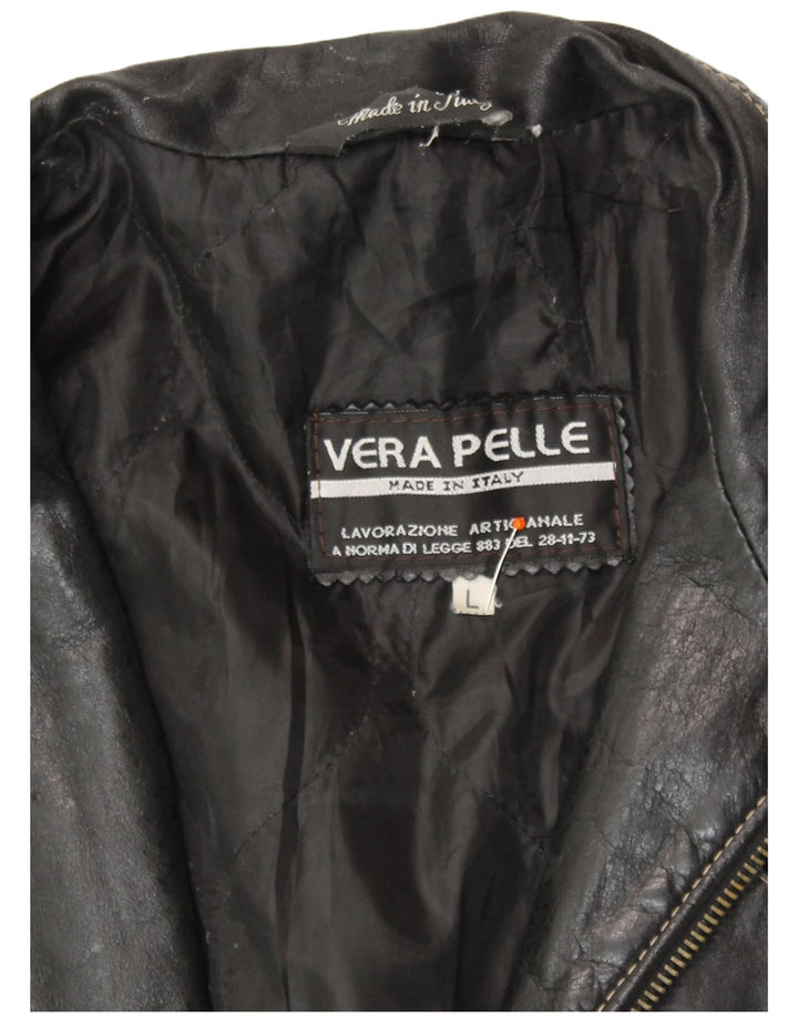 Giacca da pilota in pelle da uomo VINTAGE UK 40 grande in pelle nera