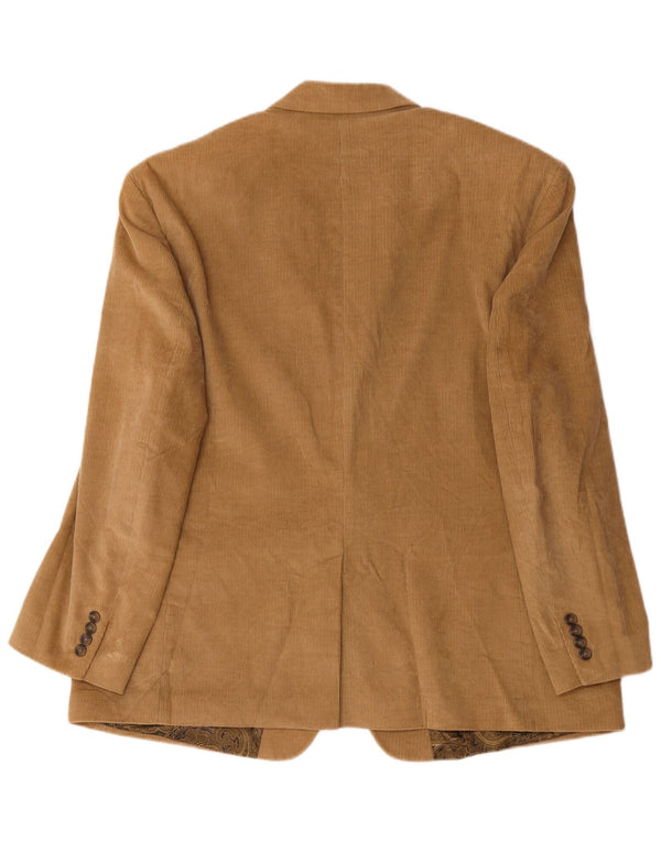 Giacca blazer da uomo in velluto a coste a 2 bottoni Chaps IT 50 grande in cotone beige
