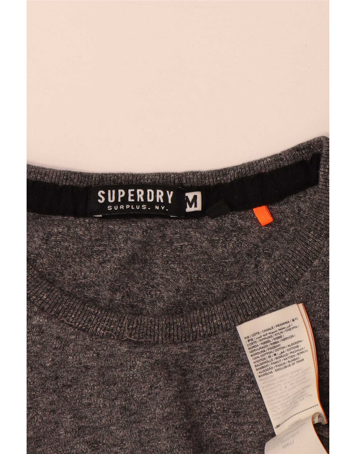 Top da uomo a maniche lunghe Superdry in cotone grigio medio