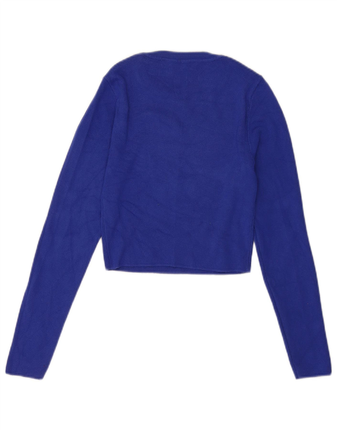 Top corto da donna Zara a maniche lunghe UK 8 piccolo in viscosa blu