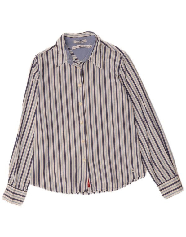 Tommy Hilfiger Womens Shirt US 10 Large Blue Striped Cotton