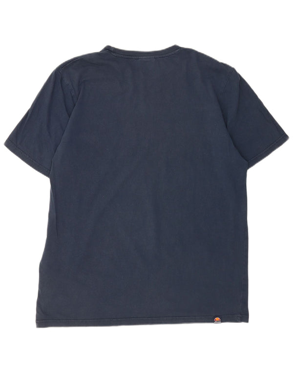 T-shirt grafica da uomo Ellesse Top XL in cotone a righe blu navy