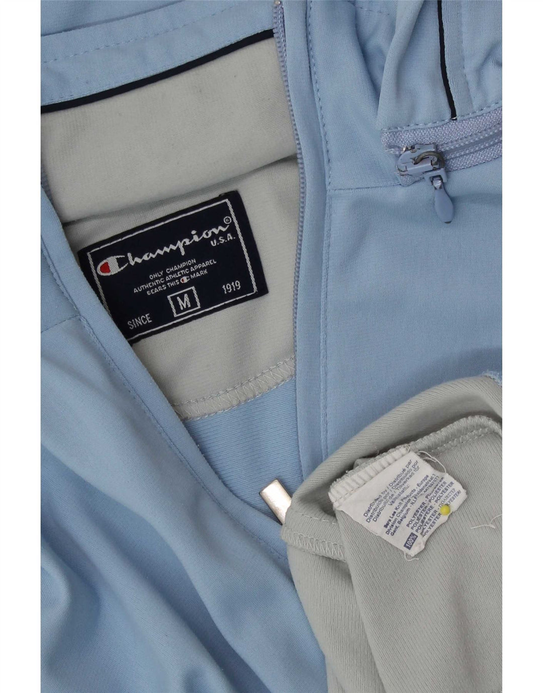 Giacca da tuta da uomo con cappuccio Champion, poliestere color block blu medio