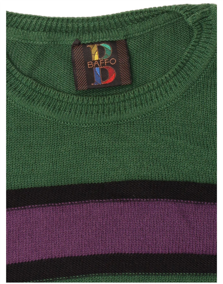 Baffo Uomo Maglione Girocollo Maglione a Righe Verdi Grandi