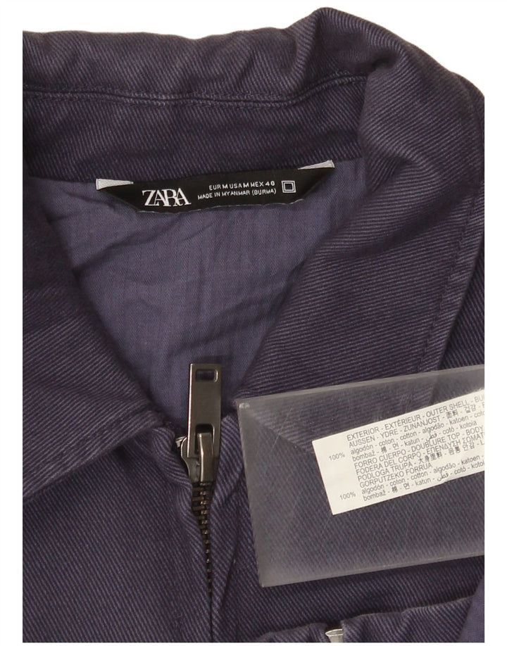 Giubbotto bomber da uomo Zara UK 38 cotone blu navy medio