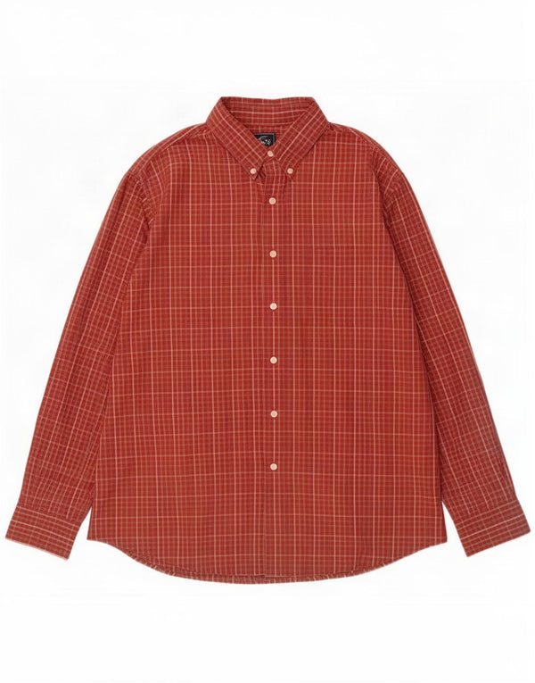 Camicia da uomo Dockers taglia 17 1/2 XL Cotone a quadri rossi