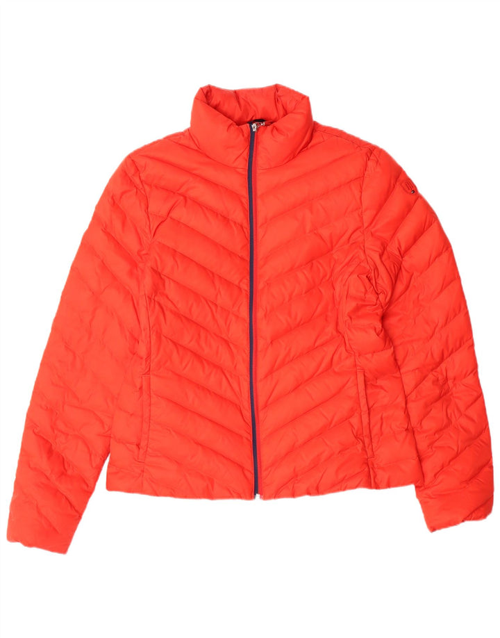 TOMMY HILFIGER Womens Padded Jacket UK 14 Large Red Nylon