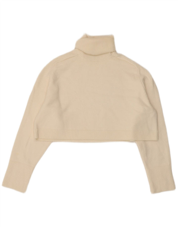 Maglione corto da donna Zara con collo alto, UK 14, viscosa bianco sporco medio