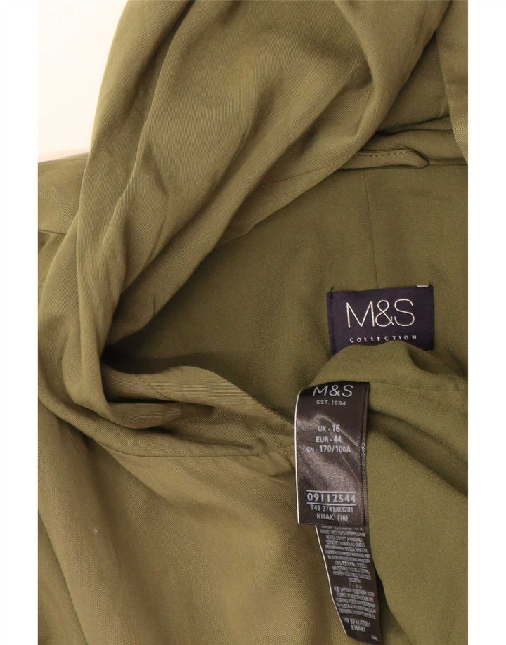 Giacca Parka con cappuccio da donna Marks & Spencer UK 16 Large Poliestere kaki