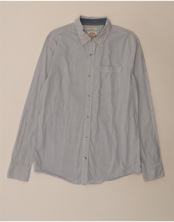 Fat Face Camicia da uomo alta vestibilità regolare in cotone a righe blu medio