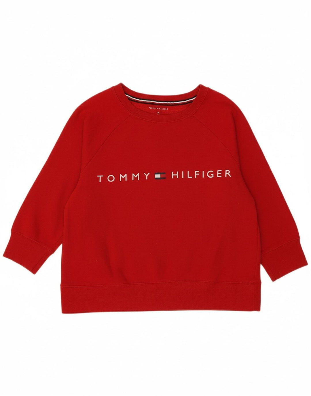 TOMMY HILFIGER Womens Graphic Sweatshirt Jumper UK 14 Medium Red Cotton