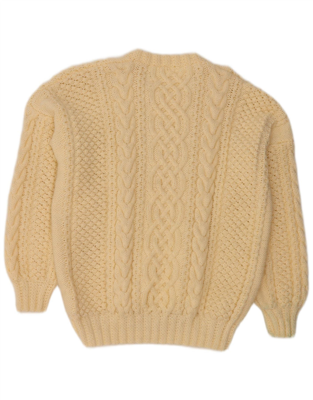 Maglione maglione girocollo da donna VINTAGE UK 14 grande bianco sporco