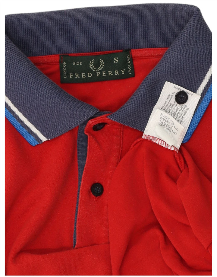Polo da uomo FRED PERRY piccola in cotone color block rosso