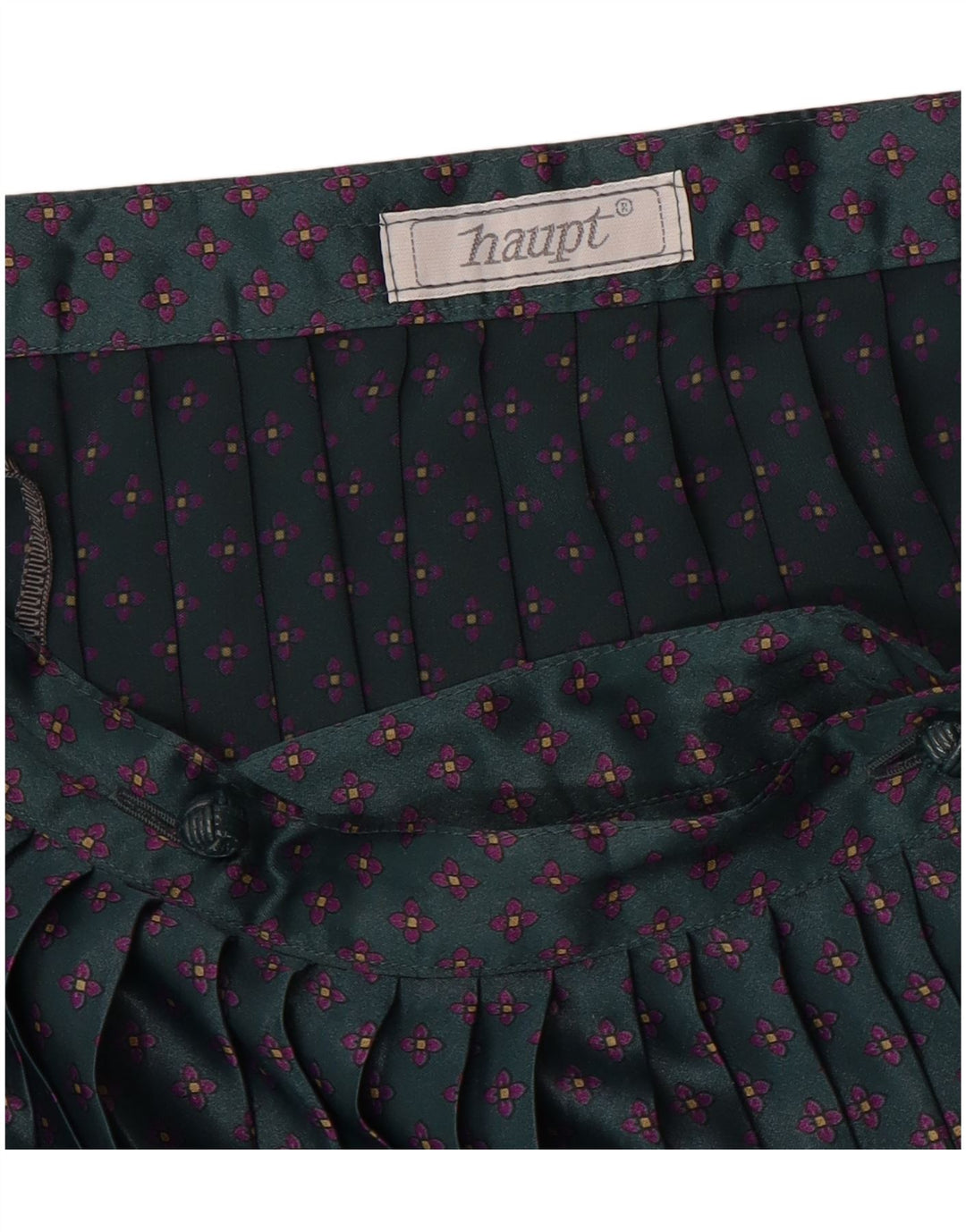 Gonna a pieghe a coltello da donna Haupt W28 Verde medio floreale