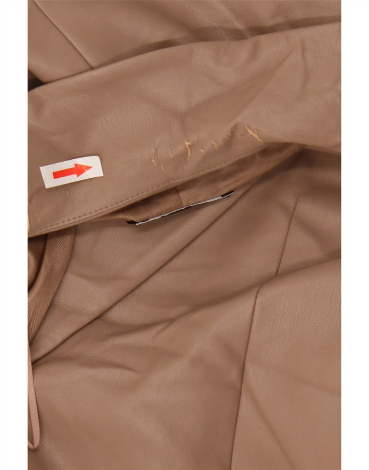 Giacca blazer da donna in ecopelle a 2 bottoni Zara da donna UK 10 piccola in poliestere beige